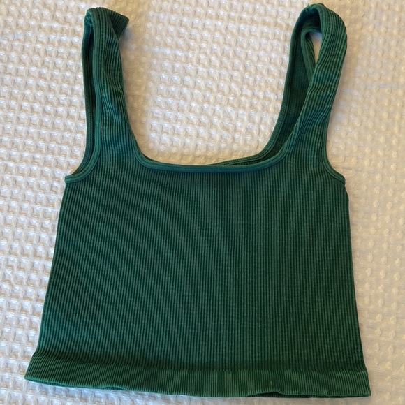 FREE PEOPLE Size XS/S Happiness Runs Square Neck Crop Tank Top Emerald Green - Picture 9 of 16